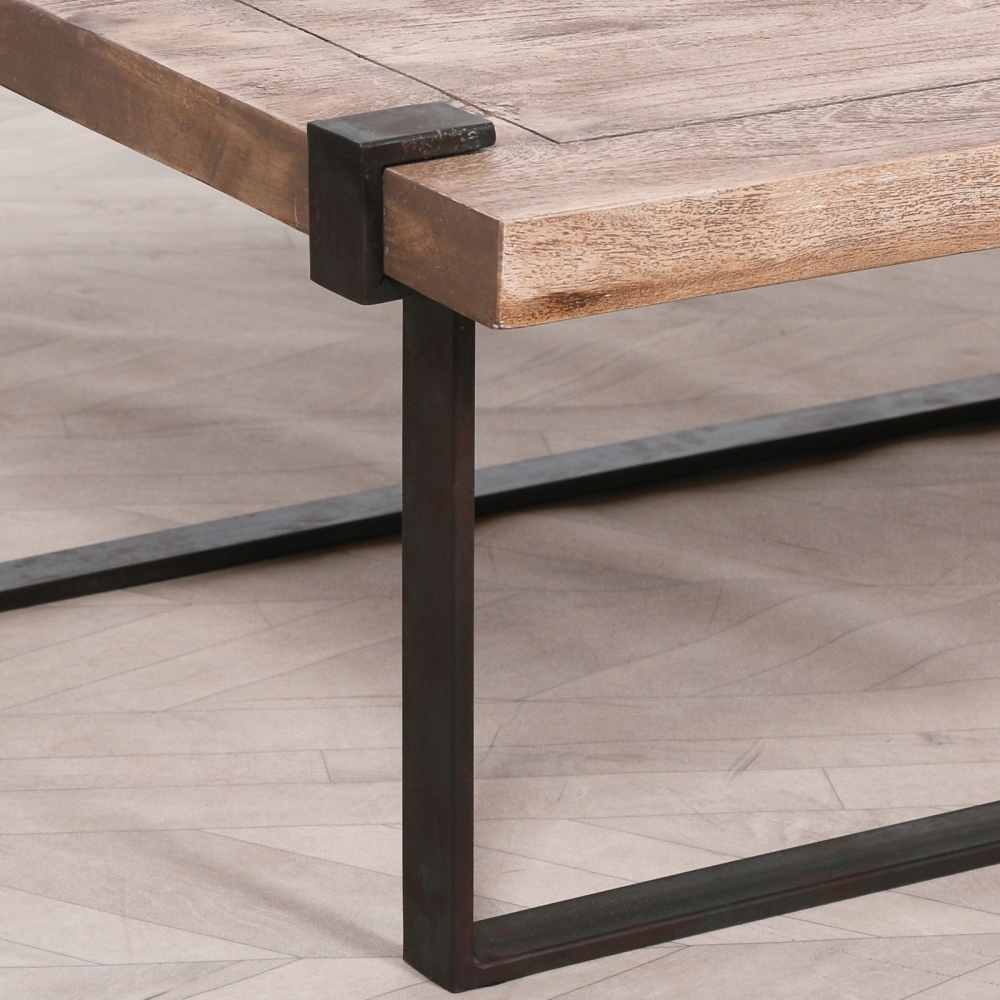 Product photograph of Industrial Morse Natural Rustic Wood Top With Iron Coffee Table from Choice Furniture Superstore.